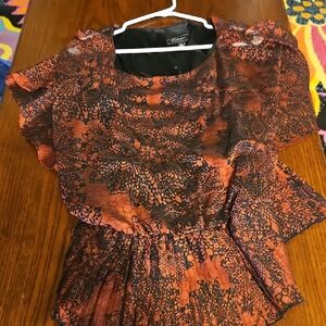 Dress Barn Black and Orange Lace Blouse